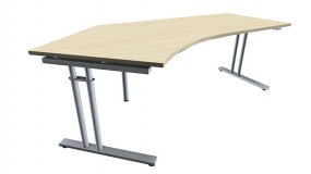 Schreibtisch five Freiform 135° links C-Fuß Zweisäuler, 217 cm Breite