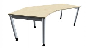 Schreibtisch five Freiform 135° links 4-Fuß-Gestell, Rundrohrprofil 60 mm, 217 cm Breite